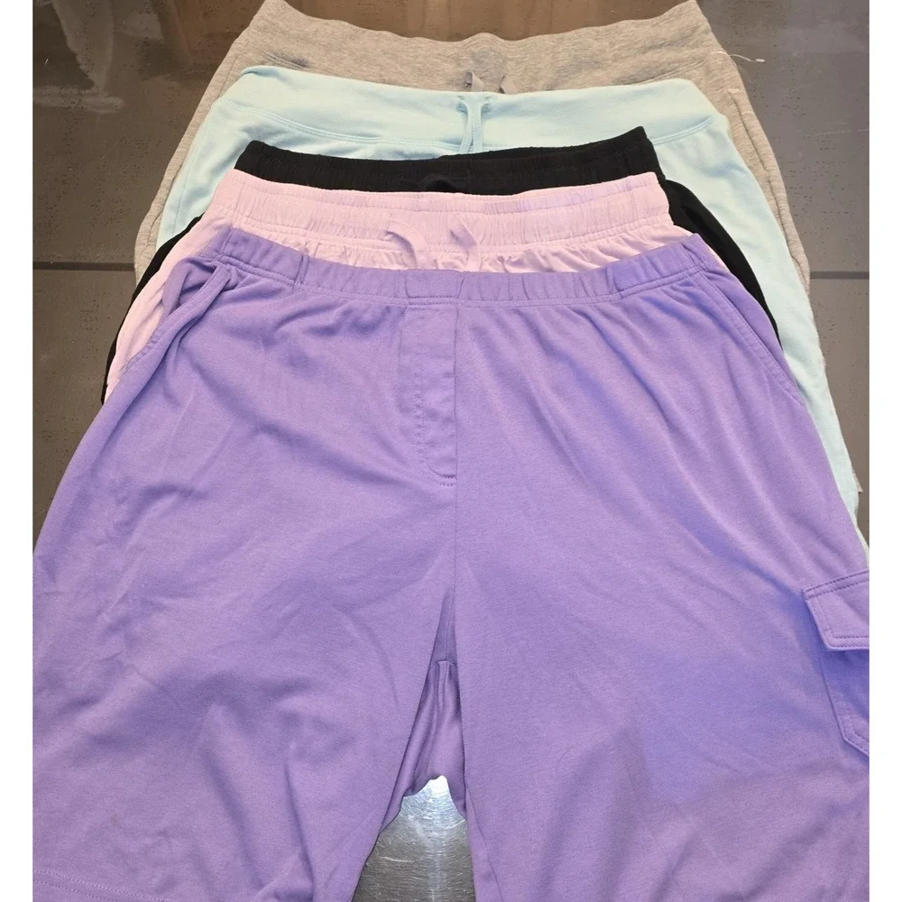 Lot of 5 Womens Shorts Large Comfrt Links Athletic Lounge Cargo Purple Blue Gray